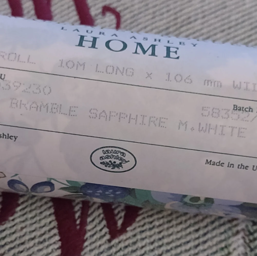 Laura Ashley Home wallpaper border Bramble Sapphire white floral